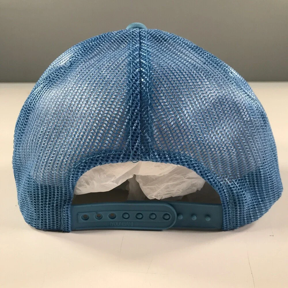 Vintage Light Blue Trucker Hat Boys Youth Size Mesh Back YoungAn Outdoor Cap